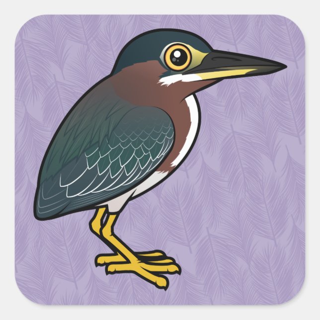 Birdorable Green Heron Quadratischer Aufkleber (Vorderseite)