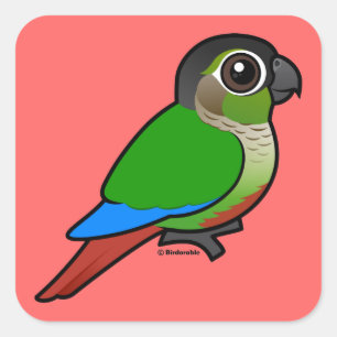 Birdorable Green Wake Conure Quadratischer Aufkleber
