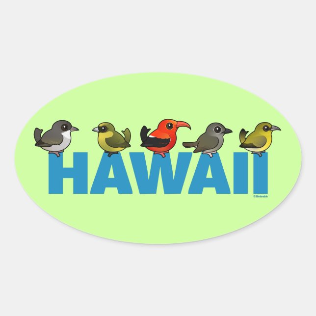 Birdorable Hawaii Ovaler Aufkleber (Vorderseite)