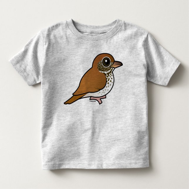Birdorable hölzerne Drossel Kleinkind T-shirt (Vorderseite)