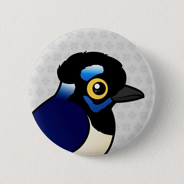 Birdorable Jay Plüsch-mit Haube Button (Vorderseite)