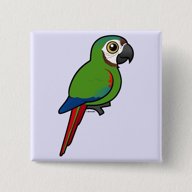 Birdorable Kastanie-konfrontierte Macaw Button (Vorderseite)
