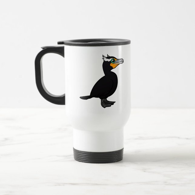 Birdorable Kormoran Doppelt-mit Haube Reisebecher (Links)