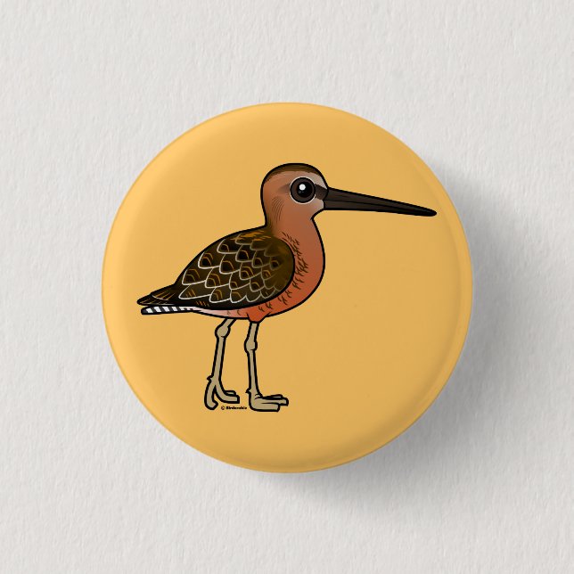 Birdorable Lang-berechnete Dowitcher Button (Vorderseite)