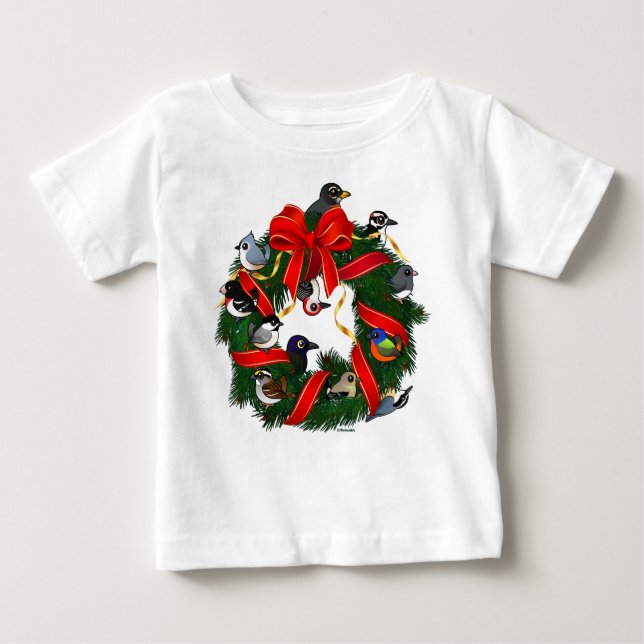 Birdorable NA Backyard Birds Weihnachtsschaden Baby T-shirt (Vorderseite)