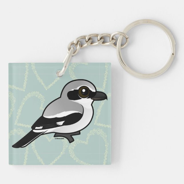 Birdorable NordShrike Schlüsselanhänger (Rückseite)