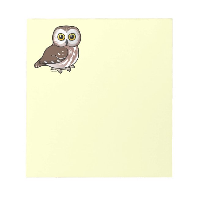 Birdorable Northern Saw-White Owl Notizblock (Vorderseite)