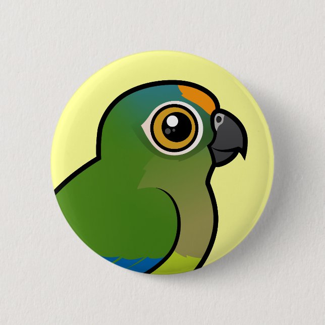 Birdorable Pfirsich-konfrontierte Parakeet Button (Vorderseite)