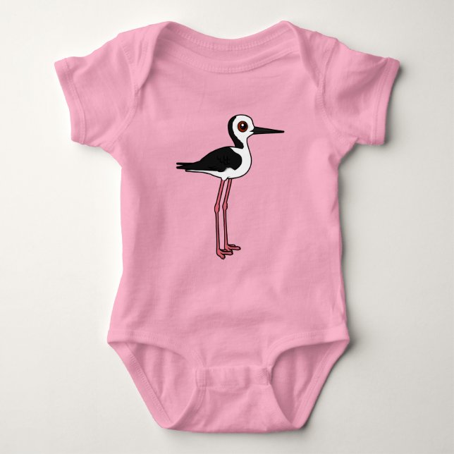Birdorable Pied Stilt Baby Strampler (Vorderseite)