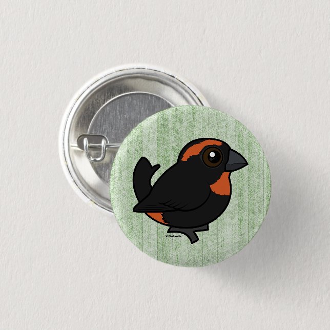 Birdorable Puerto Rico Bullfinch Cartoon Bird Button (Vorne & Hinten)