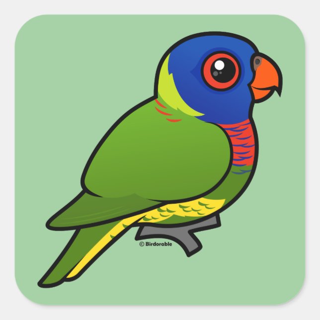 Birdorable Rainbow Lorikeet Quadratischer Aufkleber (Vorderseite)