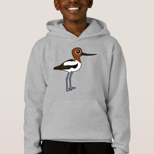 Birdorable Red-halted Avocet Niedlich Cartoon Bird Hoodie (Vorderseite)