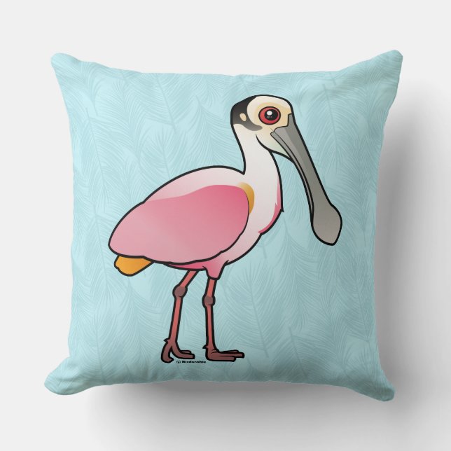 Birdorable rosa Spoonbill Kissen (Vorderseite)