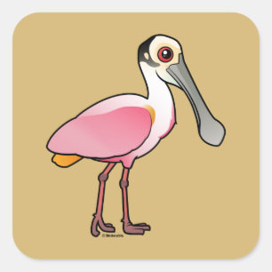 Birdorable Roseate Spoonbill Quadratischer Aufkleber