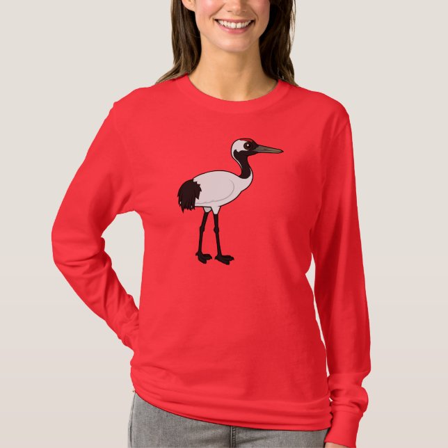 Birdorable Rot-krönte Kran T-Shirt (Vorderseite)