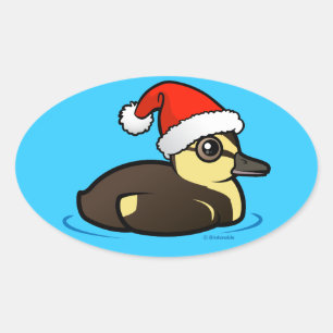 Birdorable Santa Duckling Ovaler Aufkleber