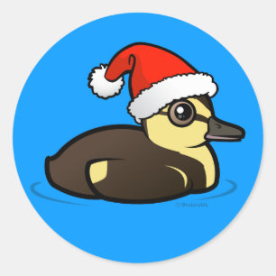 Birdorable Santa Duckling Runder Aufkleber