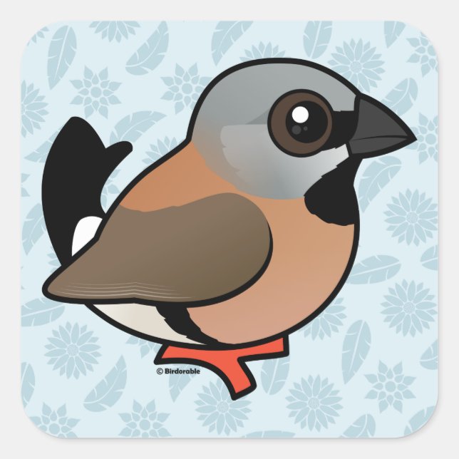 Birdorable Schwarzhalsfinch Quadratischer Aufkleber (Vorderseite)
