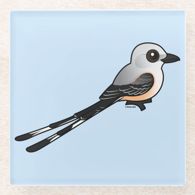Birdorable Scissor-band Flychatcher an Glasuntersetzer (Vorderseite)