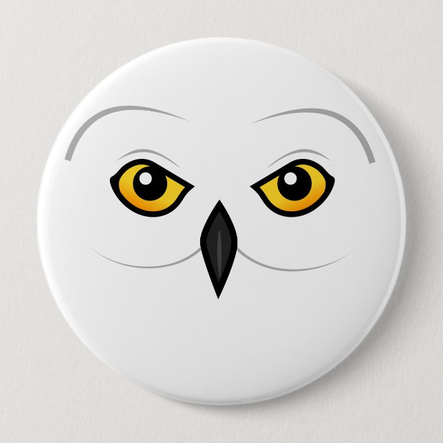 Birdorable Snowy Eulen-Gesicht Button (Vorderseite)
