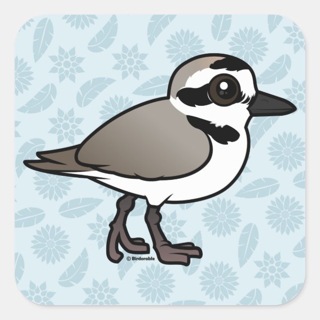 Birdorable Snowy Plover Quadratischer Aufkleber (Vorderseite)