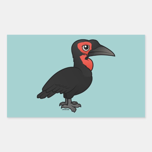 Birdorable Southern Ground Hornbill Rechteckiger Aufkleber (Vorderseite)