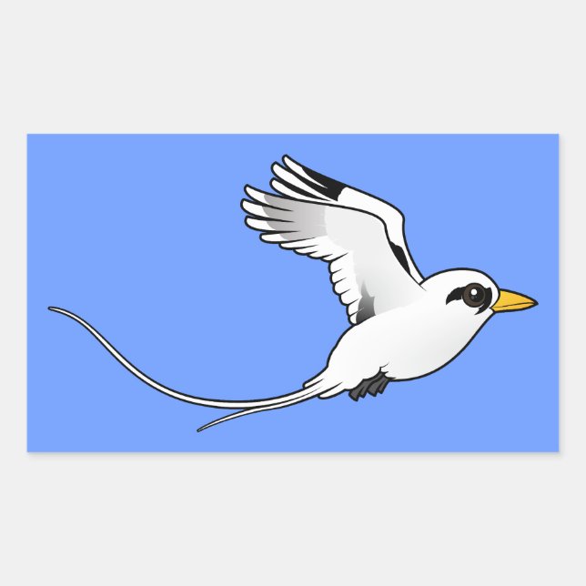 Birdorable Tropicbird mit weißer Schwanzflosse Rechteckiger Aufkleber (Vorderseite)