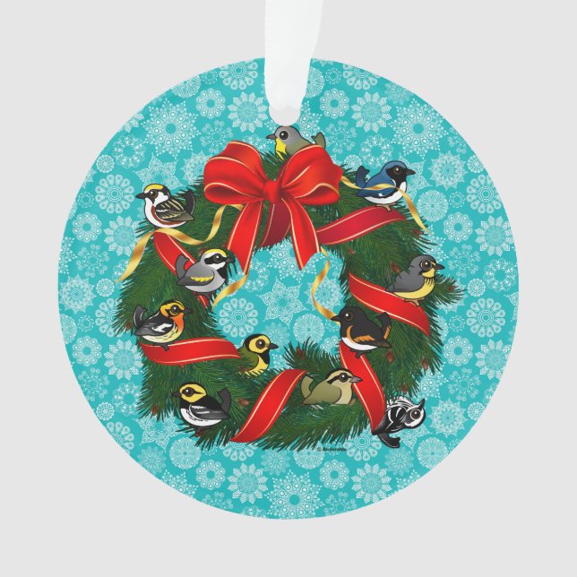 Birdorable Warblers Weihnachtskranz Ornament (Vorderseite)