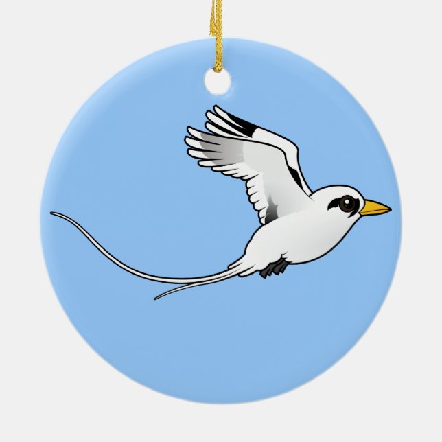 Birdorable Weiß-band Tropicbird im Flug an Keramikornament (Hinten)