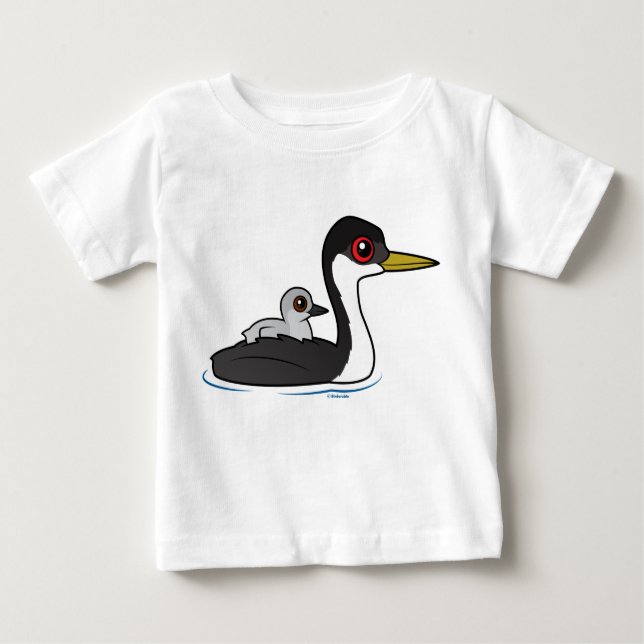 Birdorable Western Grebe mit Baby Baby T-shirt (Vorderseite)