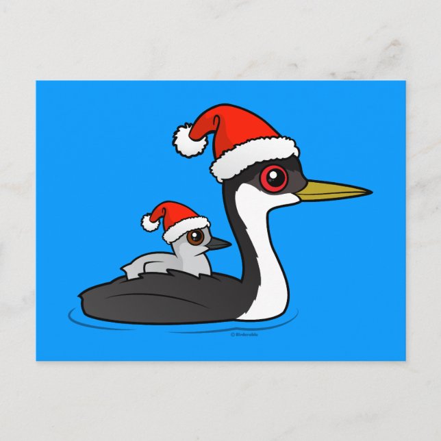 Birdorable Western Grebe Santa Feiertagspostkarte (Vorderseite)