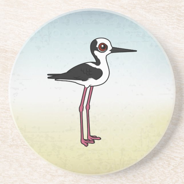 Birdorable White-Backed Stilt Getränkeuntersetzer (Vorne)