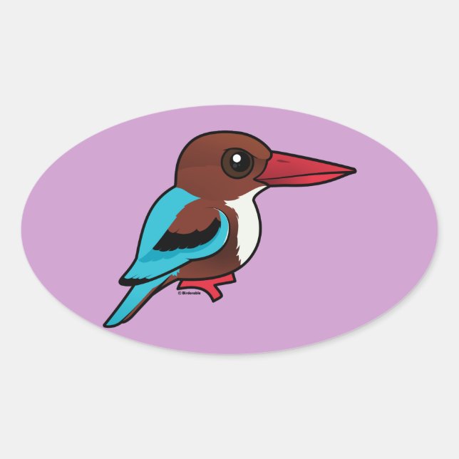 Birdorable White-throated Kingfisher Ovaler Aufkleber (Vorderseite)