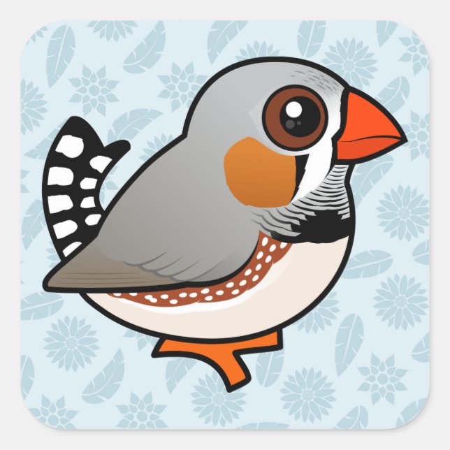 Birdorable Zebra Finch Quadratischer Aufkleber (Vorderseite)