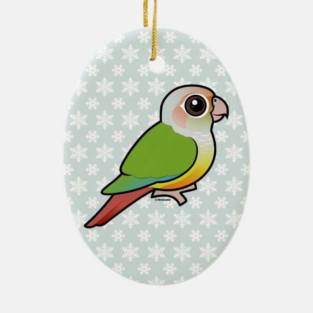 Birdorable Zimt Grünes-cheeked Conure Keramikornament (Hinten)