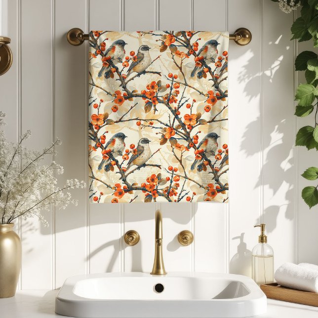 Birds and Flowers Towel Fall Gift for Their Nest Badhandtuch Set (Birds and Flowers Towel Fall Gift for Their Nest)