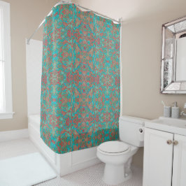 Birds Arabesque Bohemisch Boho Türkis Rotes Grün Duschvorhang