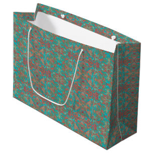 Birds Arabesque Bohemisch Boho Türkis Rotes Grün Große Geschenktüte