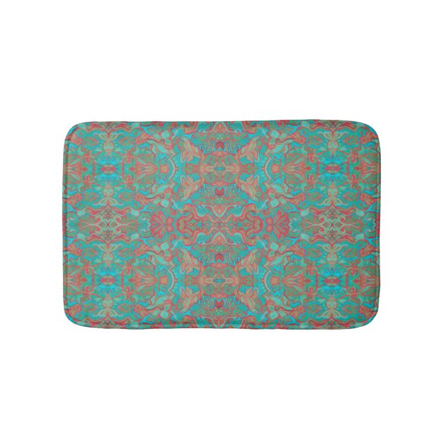 Birds Arabesque Bohemisch Boho Türkise Muster Badematte (Vorderseite)