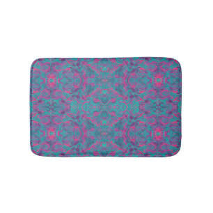 Birds Arabesque Bohemisch Türkis Lila Fuchsia Badematte