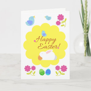 Birds are singing: "Happy Easter!" Easter Card Feiertagskarte