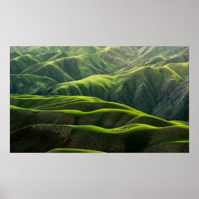 BIRD'S AUGENFOTOGRAPH DER GRÜNEN BERGE POSTER (Vorne)