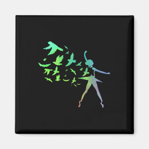 Birds Ballerina Silhouette Ballett Tanz Magnet