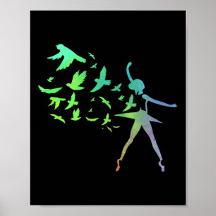 Birds Ballerina Silhouette Ballett Tanz Poster