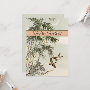 Birds Bamboo Asiatisch Japanisch Vintag Einladung