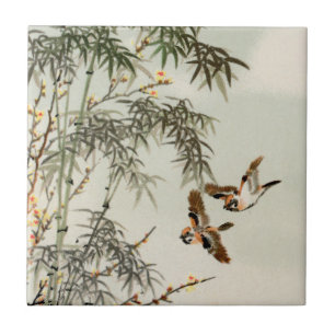 Birds Bamboo Asiatisch Japanisch Vintag Fliese