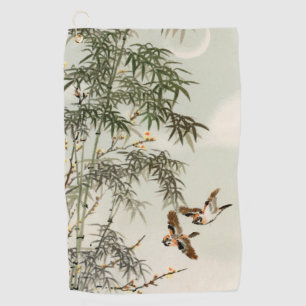 Birds Bamboo Asiatisch Japanisch Vintag Golfhandtuch