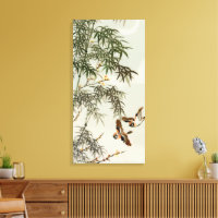 Birds Bamboo Asiatisch Japanisch Vintag