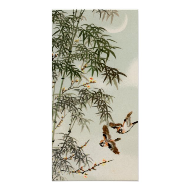 Birds Bamboo Asiatisch Japanisch Vintag Poster (Vorderseite)