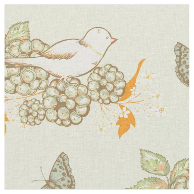 Birds Berries and Butterfells Fabric 2 Stoff (Nahaufnahme)